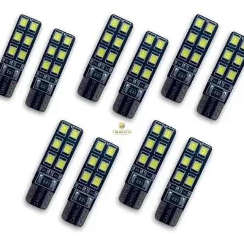 Kit 10 Lâmpadas De Led Pingo T10 Cob Canbus 12v Branca