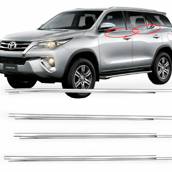 KIT 4 Pestana Externa cromada para a porta e vidro Toyota HILUX SW4 2016 a 2026