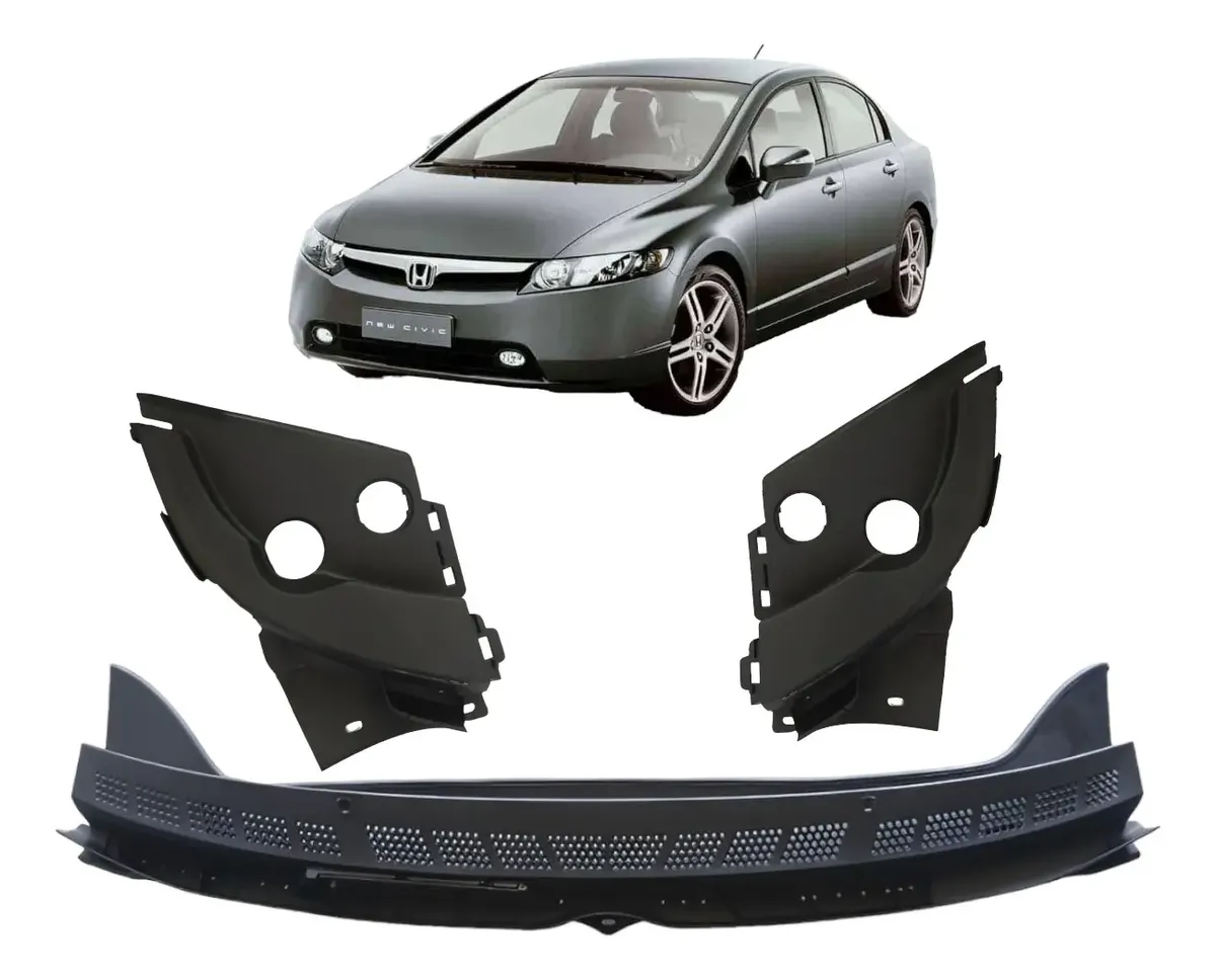 KIT Completo Moldura Acabamento Grade Churrasqueira Honda New Civic 2007 A 2011
